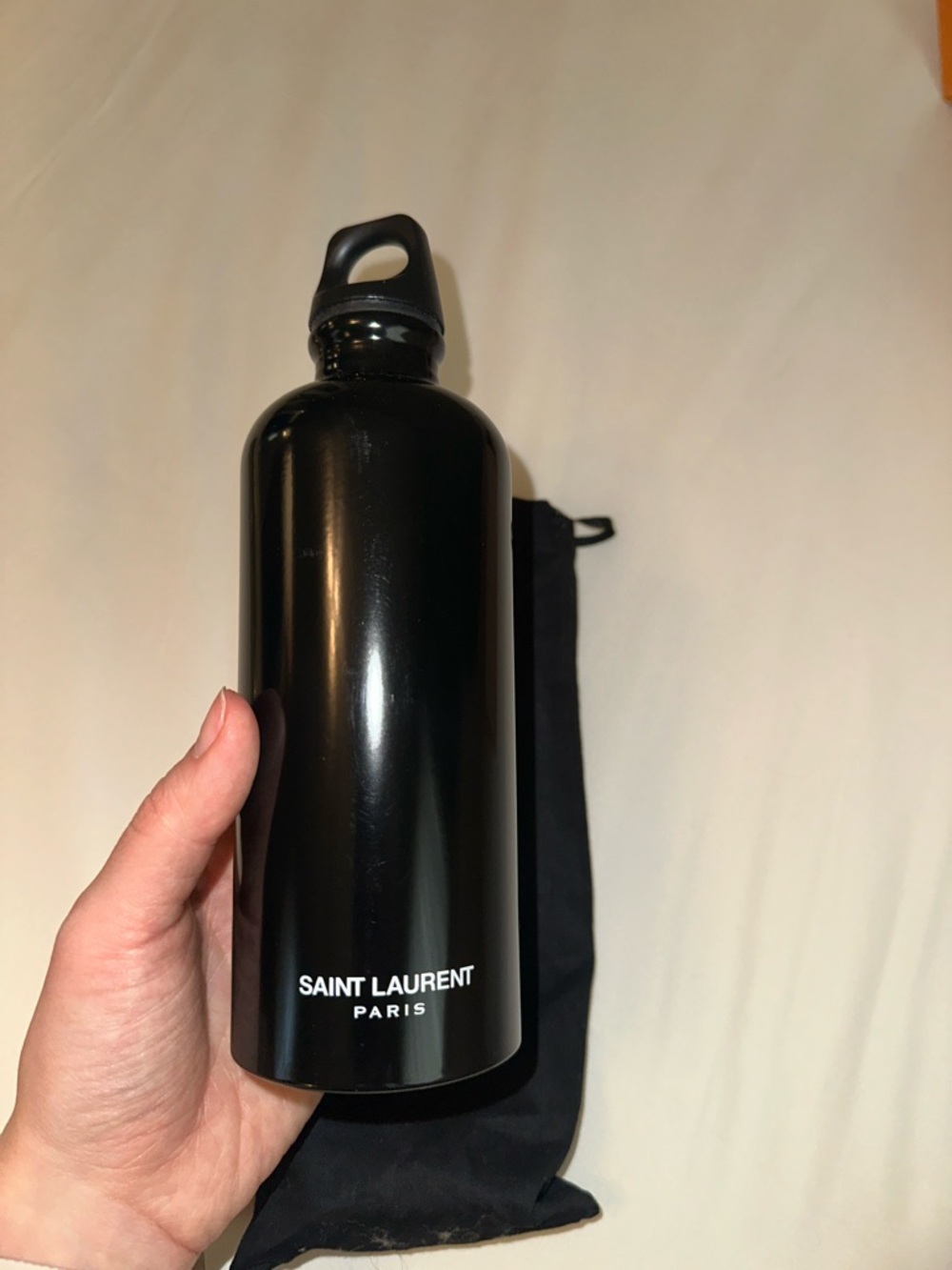 Saint Laurent Black Sigg Metal Bottle with White Logo